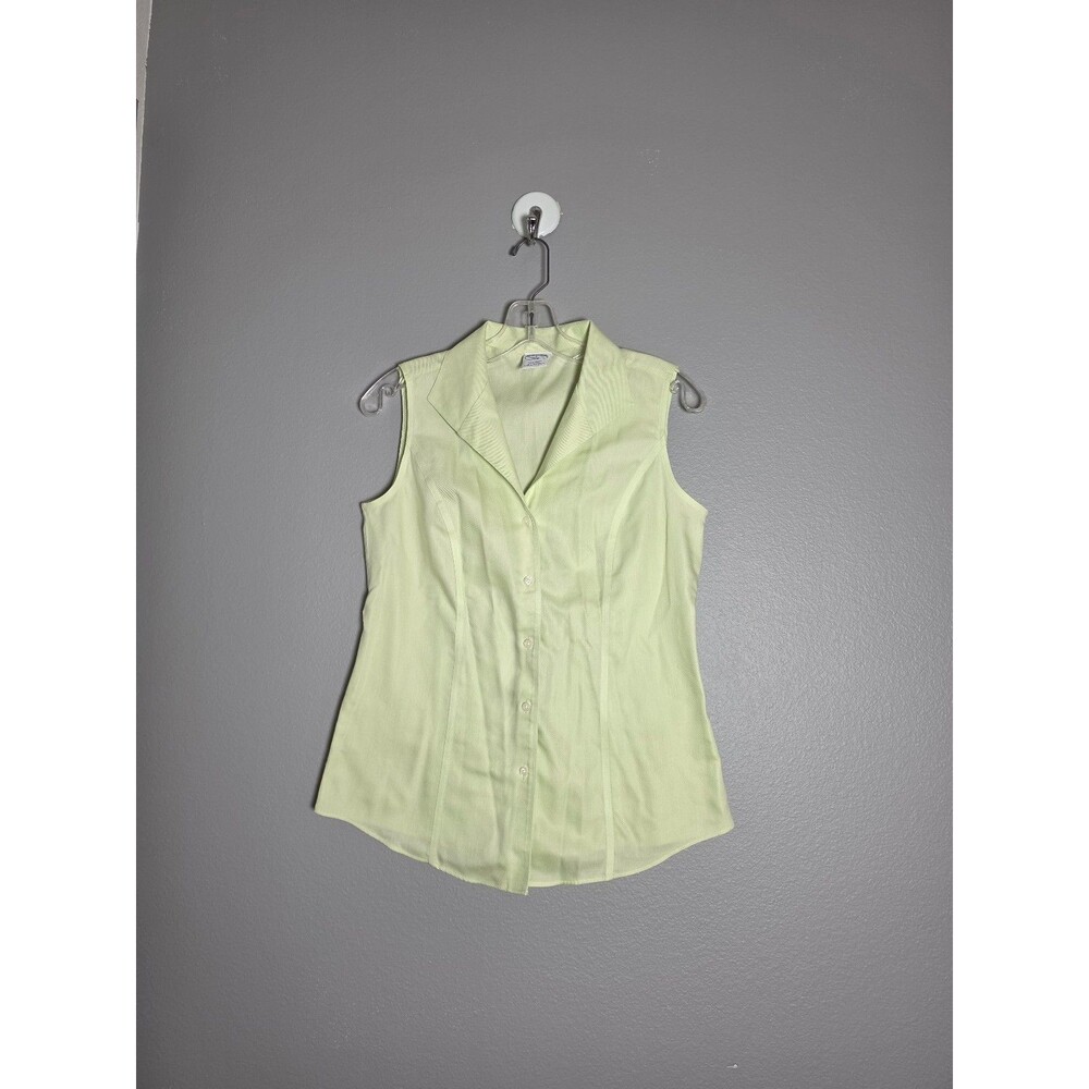 Brooks Brothers Sleeveless Semi Fitted Non-Iron Button Down Top Lime Green Sz4